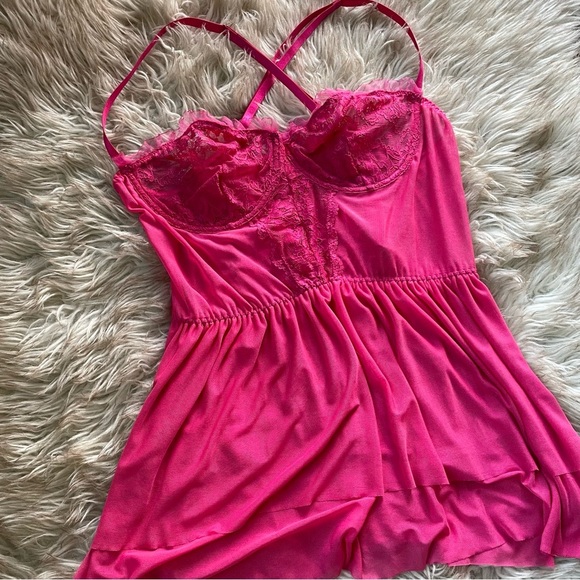 Plus Size Hot Pink Lace/Sheer Lingerie - Size 2X - Picture 2 of 9